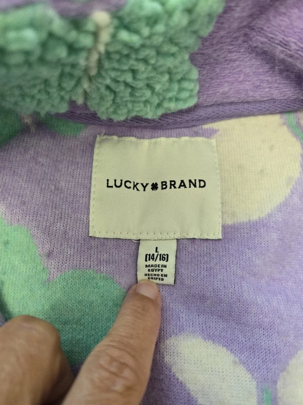 Lucky Brand Fleece Zip Up Jacket 3D Butterfly Pattern Girls Large 14/16